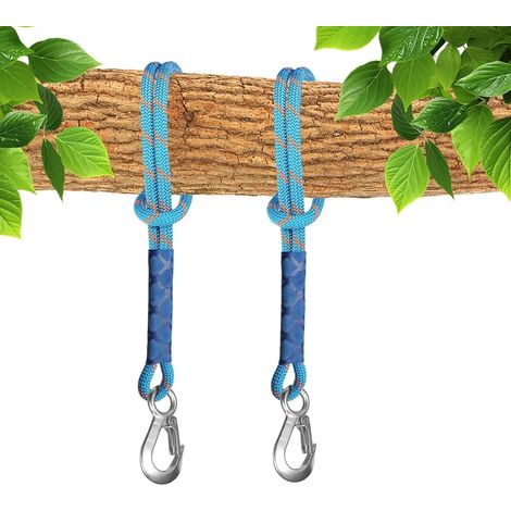 2 Pièces Corde de Hamac, 60cm Balancoire Fixation Arbre Sangle de Balancoire avec Crochet, Sangle de Suspension pour Hamac Corde de Balançoire de Suspension (1/5)
