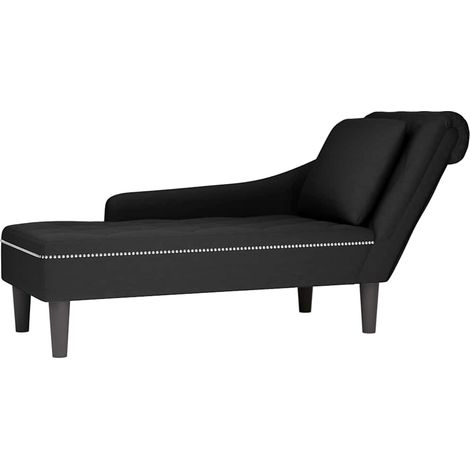 Chaiselongue mit Kissen und Rechter Armlehne Schwarz Samt