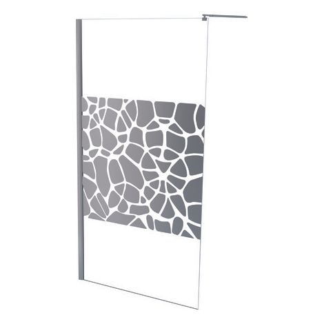 ONDEE ZEN - Paroi de douche ALEA - Verre trempé 10mm - Sérigraphie miroir - 100x200cm (1/4)