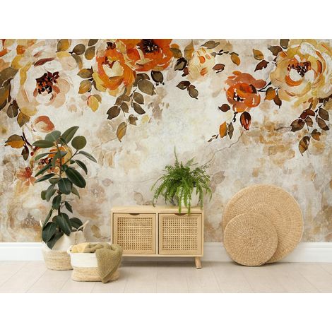 Vlies Fototapete Blumen 300x210 cm, Tapeten, für Wohn und Schlafzimmer, Vliestapete Wandtapete Tapete 3D Effekt- inkl. Kleister - Vintage botanisch Natur, WallArena (1/4)