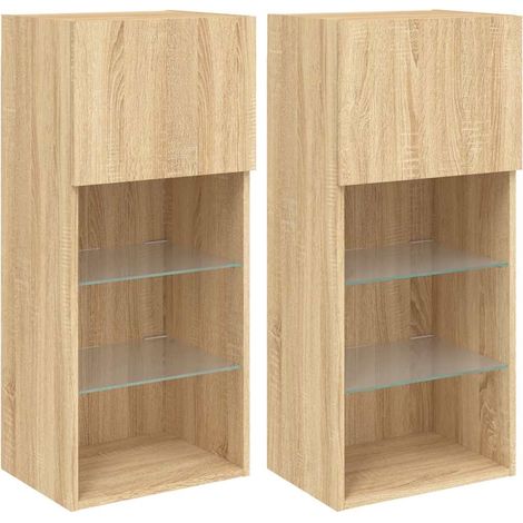 Maison Exclusive - Muebles de TV con luces LED 2 uds roble Sonoma (1/5)