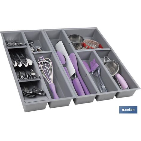 Portaposate con 11 scomparti 50x45x6,5 cm colore grigio