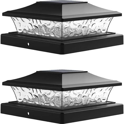 Le Capuchon de Poteau Solaire Allume la Lumière Extérieure de Poteau de Clôture de Plate-Forme pour 5.5x5.5 3.5x3.5 Poteaux en Bois de Vinyle Décor de Jardin de Patio 2Pack (1/5)