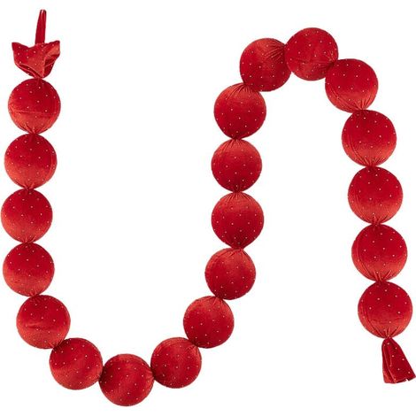 EDG Enzo De Gasperi Festone Natalizio con 20 Palle Brillanti Rosse Ø8 cm L180 cm – Decorazione di Natale (1/2)