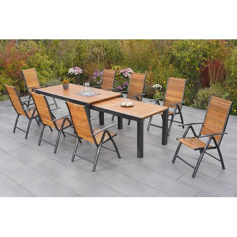 Santorin Set 9tlg 8 Sessel Flex Tisch 180(300)x100cm