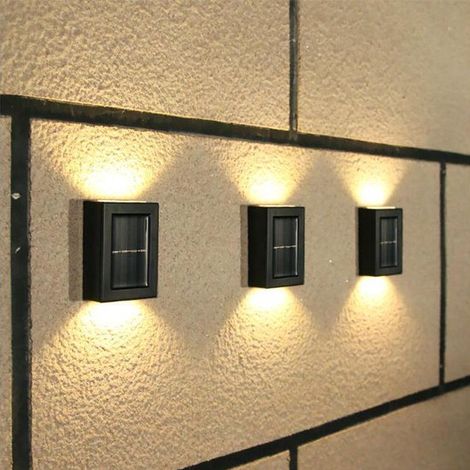 Solar Zaunleuchte 2er Set Solarenergie Wandleuchte Beleuchtung von oben und unten Wasserdicht Weißes Licht Langlebig (1/5)