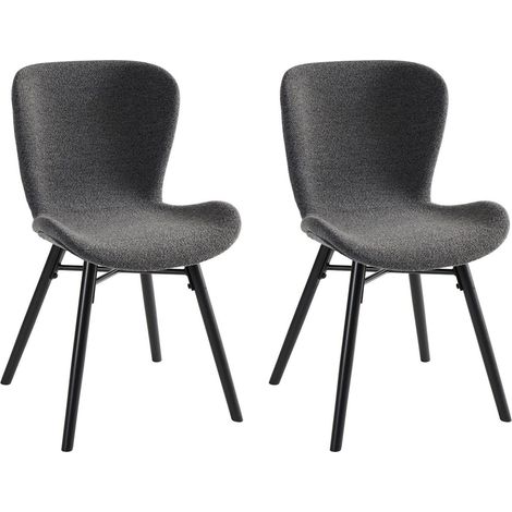 Chaises tissu bouclette gris anthracite et bois chêne (lot de 2) - MATILDA (1/5)