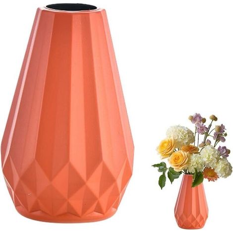 Vase décoratif en plastique incassable pour fleurs, vase à fleurs moderne pour salon, bureau, décoration de mariage (rose)
