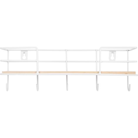 Étagère murale pliable 2 pièces, structure fer et bois, design moderne gris beige, rangement gain de place 30x10cm (1/5)