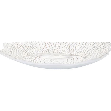Piatto svuotatasche in resina bianco wash effetto legno 37x34x6 cm