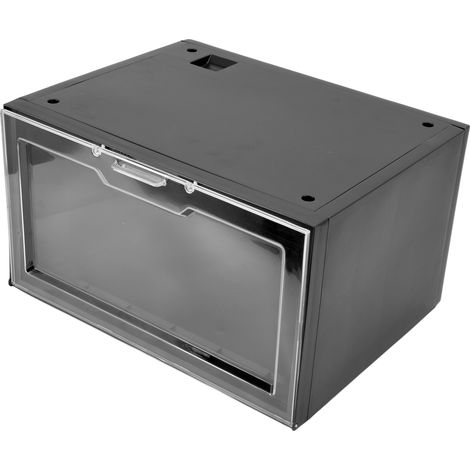 Boîte à chaussures LED à commande vocale, porte transparente, empilable, rangement pour baskets, idéale pour la maison ou les boutiques en ligne (noir)