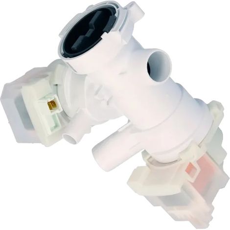 Bomba de desagüe para lavadora, material plástico, dimensiones 20 cm x 10 cm x 15 cm, compatible con varias marcas, caudal máximo de 20 L/min, certificación de seguridad CE.