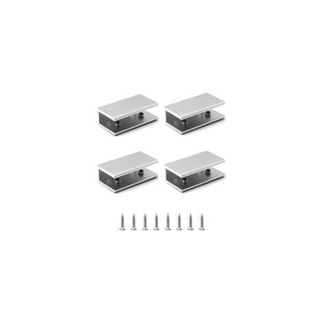 Lot de 4 Pinces à Verre Rectangulaires en Aluminium 10-12mm pour Étagères, Balustrades et Salle de Bain, avec Vis et Tournevis (1/4)