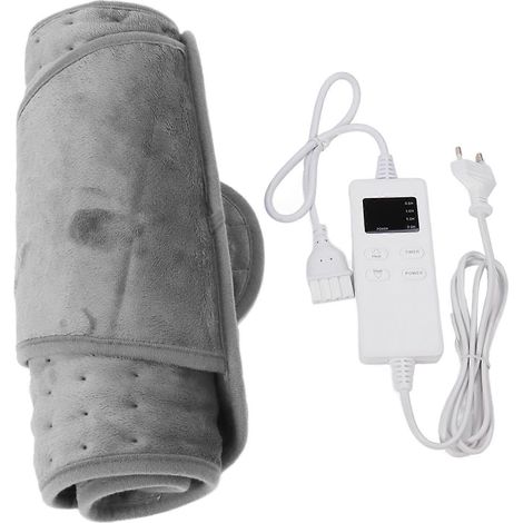 Couverture chauffante 2024 pour la taille, chaleur constante, en micro-peluche polyester, coussin chauffant électrique d'hiver pour la maison, compatible UE AC220V/240V, gris (1/5)