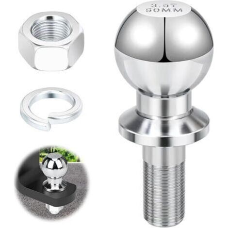 Boule d'attelage 50mm pour remorque - Capacité 3,5 tonnes - Acier robuste pour remorquage durable (1/5)