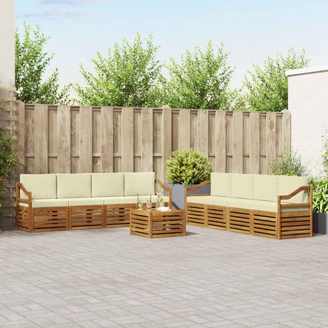 vidaXL Outdoor-Sofagarnitur 9 Stk. Natur und Creme (1/5)