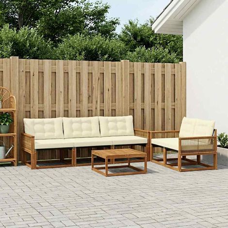 vidaXL Outdoor-Sofagarnitur mit Kissen 7 pcs Natur und Creme (1/5)
