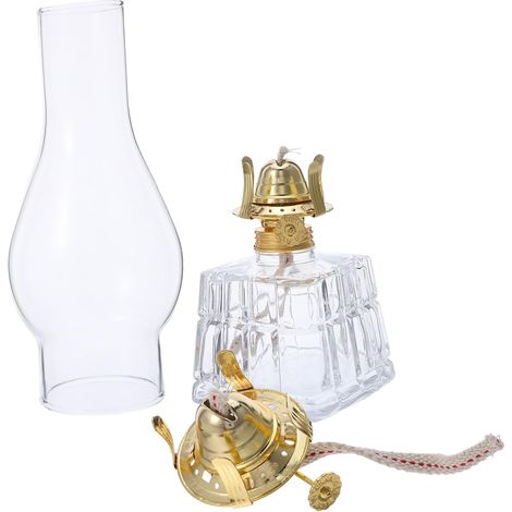 Lanterne à Pétrole Verre Vintage Lampe Décorative Pyramidale pour Intérieur Et Fêtes Extérieures Design Rétro avec Coupe-Vent (1/5)