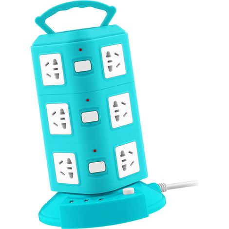 Multiprise tour USB portable 1,8m vert paon, 3 sorties, pour bureau, maison et dortoir, lot en gros, alimentation électrique compacte et pratique. (1/5)