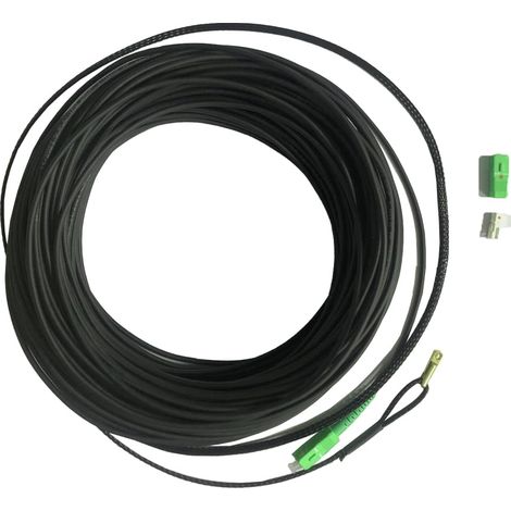 Elfcam - 150m Câble Fibre Optique Monomode G.657.B3 SC/APC,Très Souple avec Œillet de Traction pour Passage Mural ou Conduit – Intérieur/Extérieur – Compatible Orange Livebox,SFR Box,Bouygues Bbox