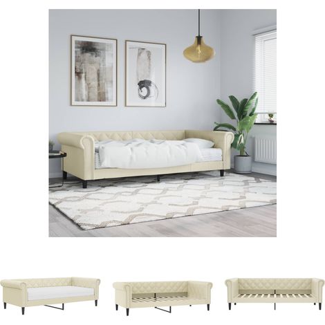 The Living Store Tagesbett mit Matratze Creme 90x200 cm Kunstleder - Betten & Bettgestelle (1/5)