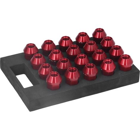 Écrous de roue M12x1,5 avec adaptateur pour douille, en alliage d'aluminium, longueur 42 mm, hexagone 19 mm, style JDM Racing, remplacement pour Hyundai rouge. (1/5)