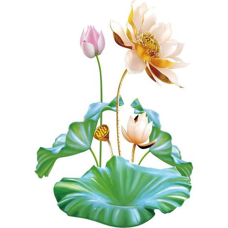 Sticker mural lotus doré, tableau décoratif pour salon ou chambre (Style 1) (1/5)
