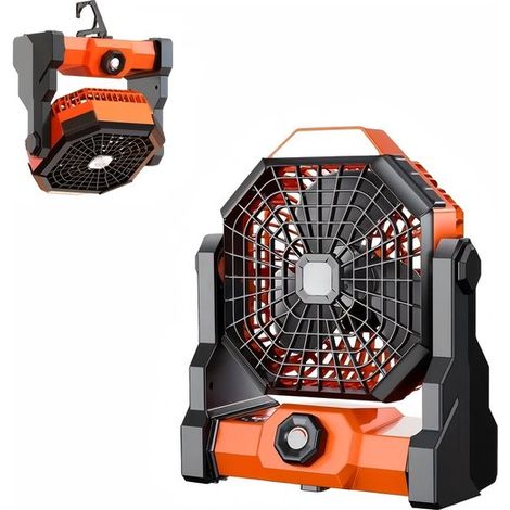 Ventilatore portatile da campeggio - Striscia luminosa a LED - Ricaricabile tramite USB - Batteria da 7800 mAh (1/5)