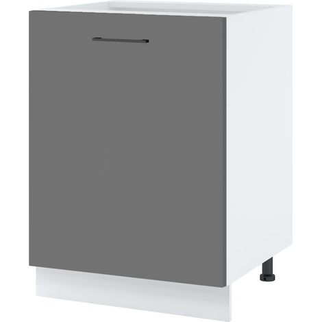 Meuble bas de cuisine Lovia Gris Mat 1 porte L 60 cm - Porte avec poignée apparente   Grey