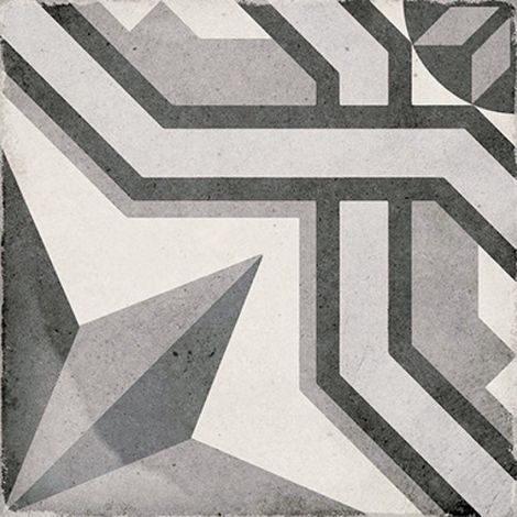 Carrelage sol / mur effet ciment motif gris 20x20 cm ART NOUVEAU CINEMA GREY - Vendu par boîte de 1 m² (1/4)