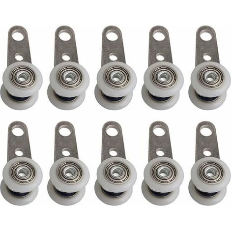 Lot De 10 Roulettes Pour Baies Vitrées Ou Portes Coulissantes - En Métal Et En Plastique - 4,5 X 1,9 Cm, (1/4)