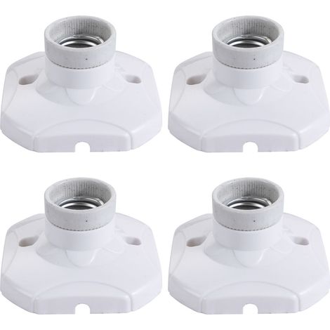 4 pcs Douille E27, Support mural, Plafonnier, Pour balcon, Blanc (1/5)