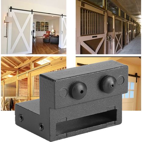 Schiebetür – Schwarzer Zinkmetall-Anschlag 50 mm – Paar geräuschdämpfende Schienen 40 x 6 mm (1/5)