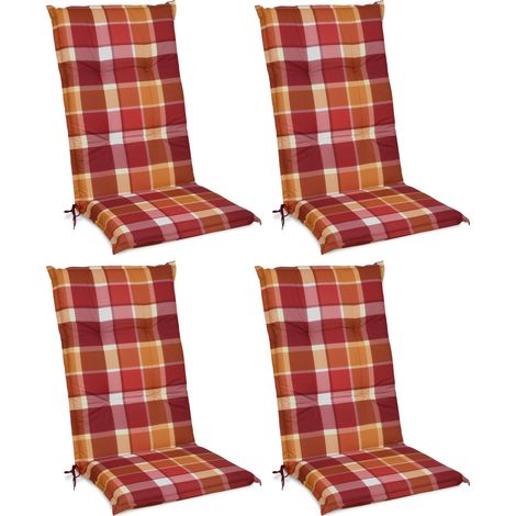 Beautissu 4er Set Hochlehner Auflage Sunny 100x50x6cm	Rot