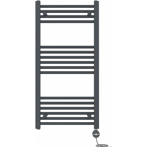 NRG Prefilled Thermostatic Electric Straight Heated Towel Rail Radiator 1000 X 500mm Anthracite (1/5)