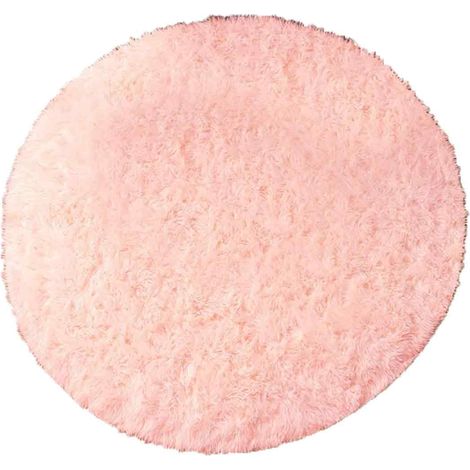 Alfombra redonda de 140 cm, de felpa suave, antideslizante, rosa, para habitaciones infantiles y de adultos. (1/5)