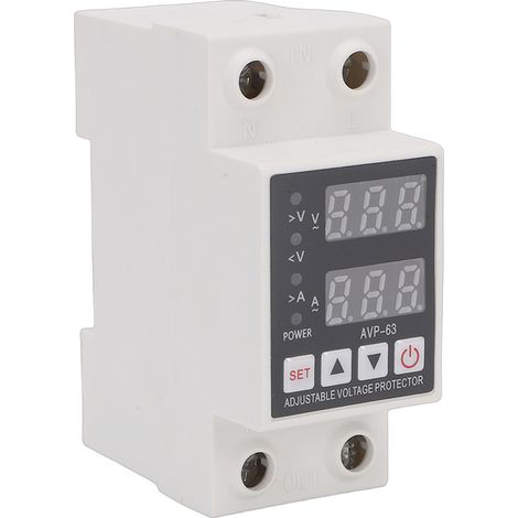 Protecteur de surtension AC 230V 1-63A, dispositif de protection de courant réglable monophasé, Installation sur Rail DIN (1/5)