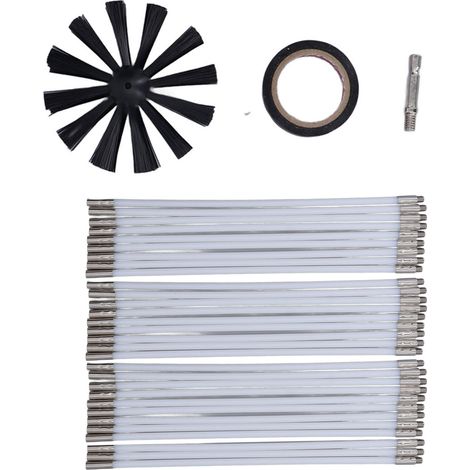 33 Pièces Brosse de Nettoyage Conduit Cheminée 40cm PP Flexible Ramoneur Sécheuse avec Ruban pour Perceuse Électrique (1/5)