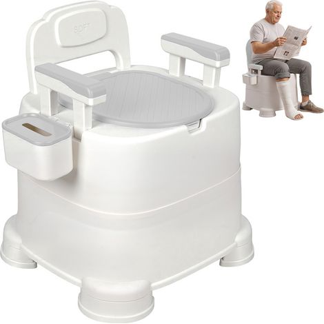 FLASIDU – Kunststofftoilette – Tragbare Toilette – Seniorentoilette – Mit Fußpedal und rutschfesten Haltegriffen – Maximale Belastung: 100 kg – 42 × 45 × 60 cm (1/5)