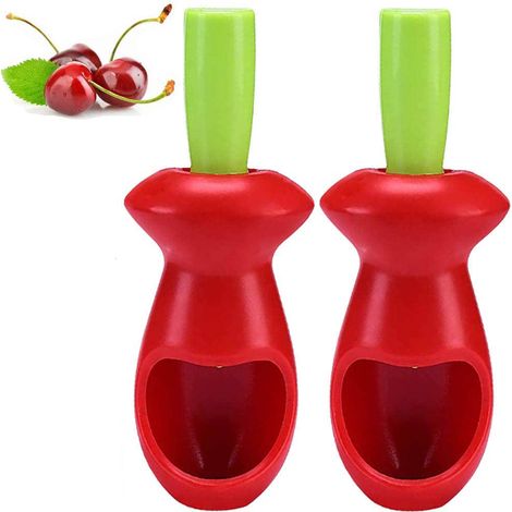 Lot de 2 dénoyauteurs de cerises professionnels, mini-outils de cuisine en plastique créatif, énucléation, éplucheur de fruits à coque et à tiges. (1/5)