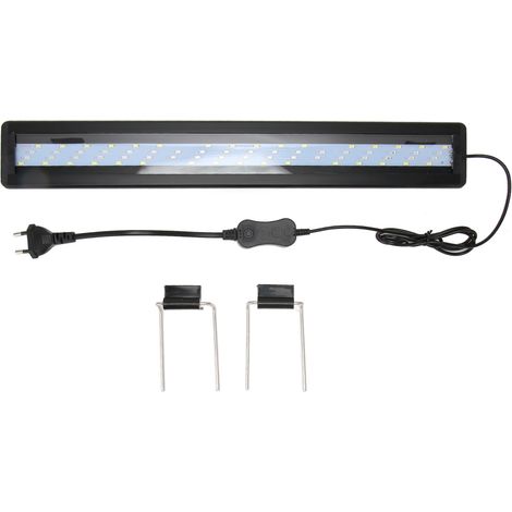 Lumière LED d'aquarium à spectre complet, Ultra mince, Dissipation thermique, anti-éclaboussures, réservoir de poisson avec supports extensibles, prise ue noire 220V (1/5)