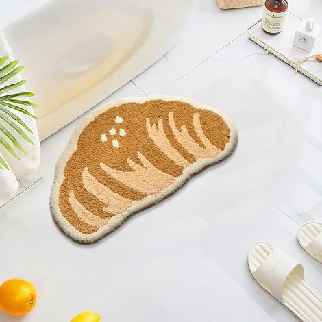 Kleine, lustige, niedliche halbmondförmige Badezimmermatte, waschbar, rutschfest und weich, für Waschbecken, Schlafzimmer, Kinderzimmer (1/5)