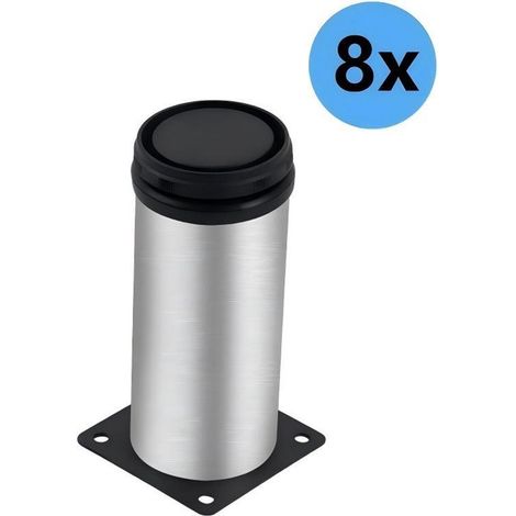 Runde, verstellbare Metall-Möbelfüße – 8 Stück – Höhenverstellbar 0–10 mm – Geeignet für Schrank-, Bett- und Tischbeine – Schwarz – 50 x 120 mm (1/5)