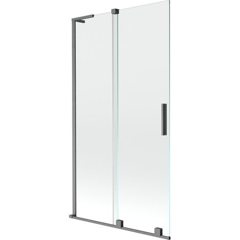 Mexen Velar L paroi baignoire 2 volets coulissante 100 x 150 cm, transparent, gris canon brossé - 896-100-003-01-66 (1/2)