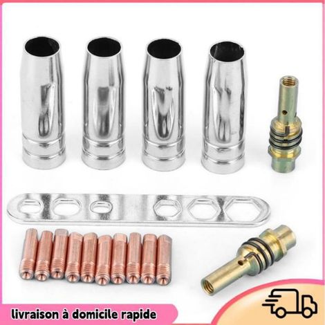 Kit De Buses De Torche De Soudage - Embouts En Cuivre 0 8 Mm - Pour MAG Brenner MB 14 15 Et Binzel 15AK - 4 Buses 10 Embouts 2 Bielles (1/4)