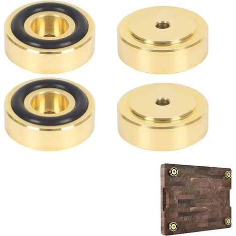 Lot de 4 pieds de planche à découper en laiton doré avec patins antidérapants, accessoires élégants et robustes pour planches à découper, meubles et accessoires de cuisine