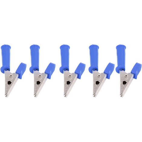 10 Pièces Pinces de Test Crocodiles Isolées en Laiton, Douille 4mm, Ouverture 10mm 20A, Bleues pour Électronique J.60046 (1/5)