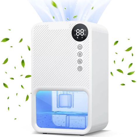 Déshumidificateur compact pour chambre et salle de bain – Réservoir 1100 ml, affichage numérique & arrêt automatique – Jusqu’à 500 ft²