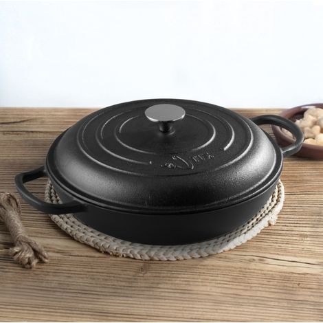 Dual-handle Round Cast Iron Pot (1/4)
