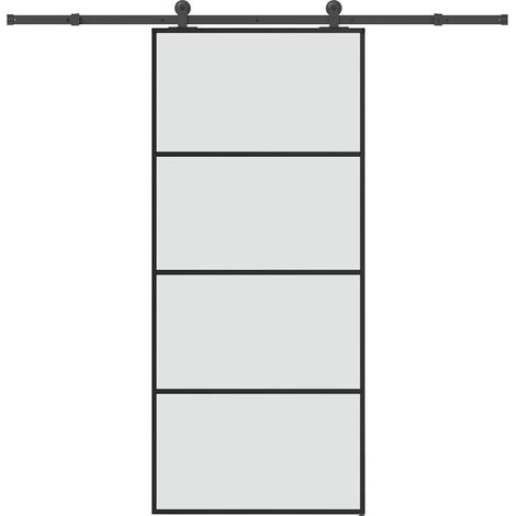 Schiebetür mit Beschlag 90x205 cm ESG-Glas & Aluminium